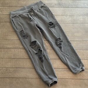 NSF Distressed Gray Jogger Pants Size M 100% Cotton